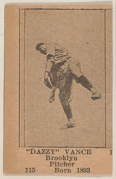 "Dazzy" Vance, Brooklyn Pitcher, Baseball photos strip cards -- Brooklyn Dodgers (W504) — Universal Toy & Novelty Manufacturing Company