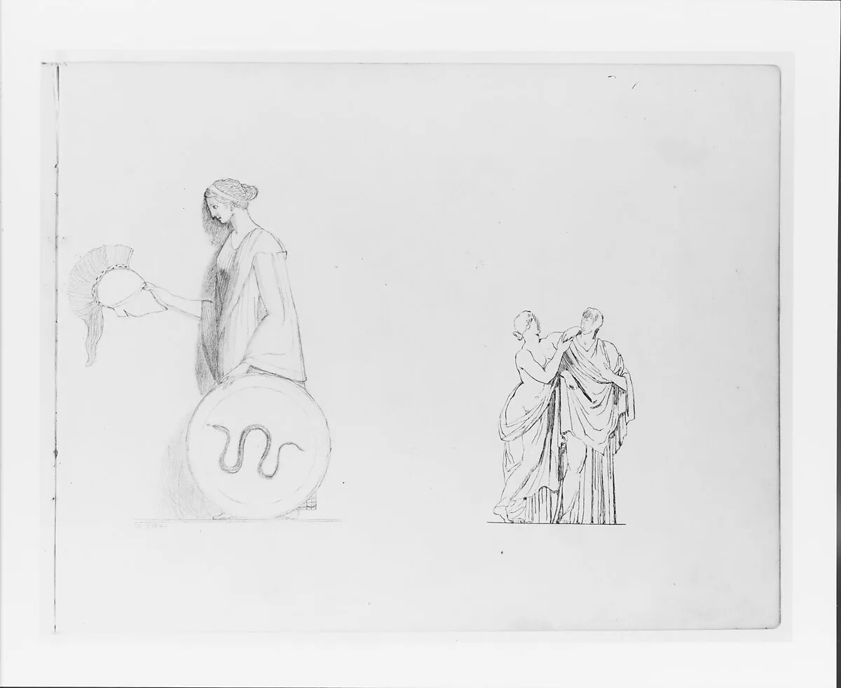 Athena;Two Classical Figures (Possibly Venus) (from Sketchbook) — John Quincy Adams Ward