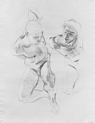 Two Male Figures, Possible Study for "Hell"