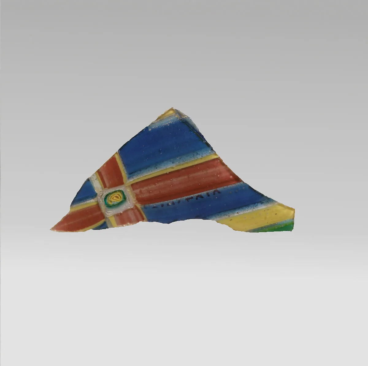 Glass striped mosaic bowl fragment — Unknown