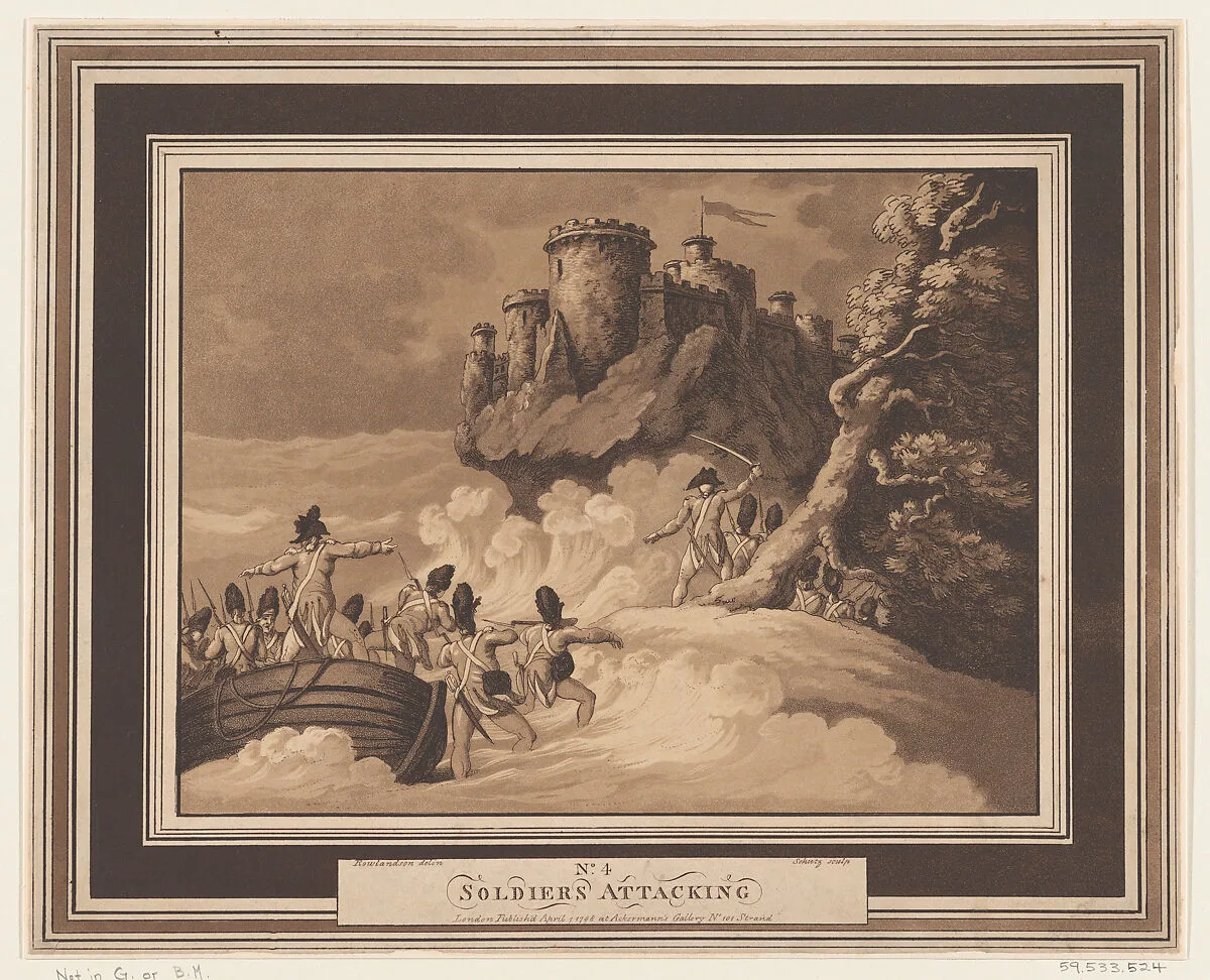 Soldiers Attacking — Heinrich Joseph Schütz|Thomas Rowlandson|Rudolph Ackermann, London