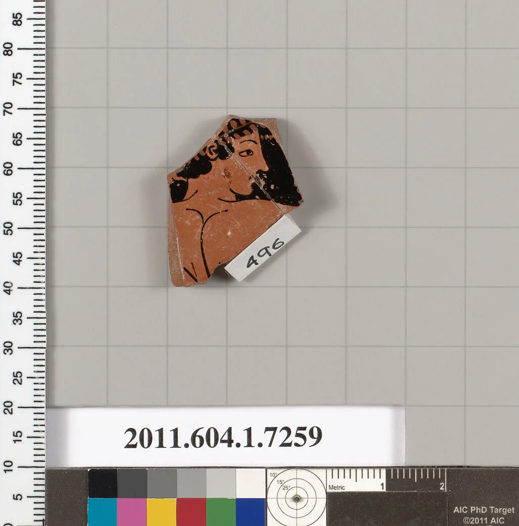 Terracotta fragment of a kylix (drinking cup) — Makron