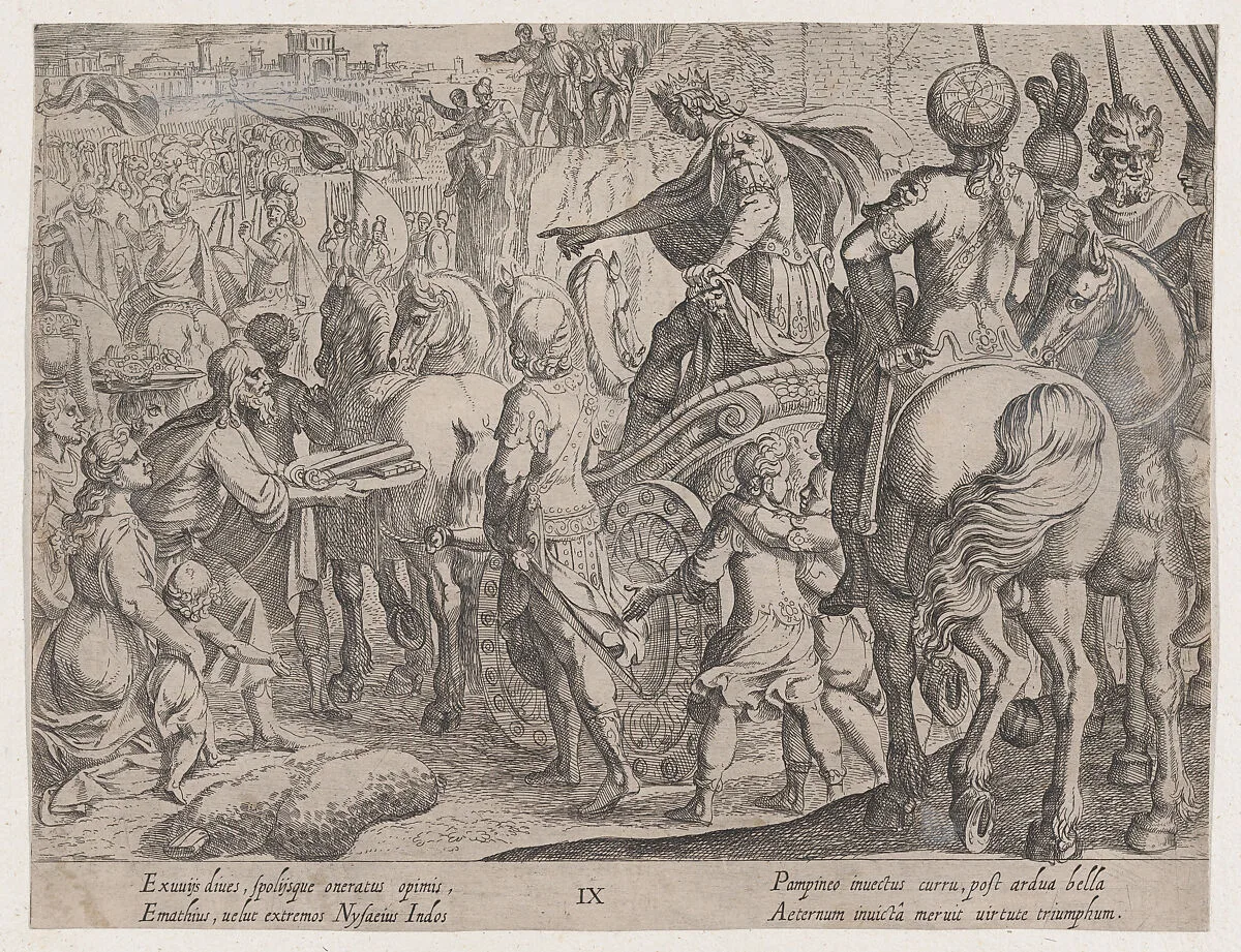 Plate 9: Alexander's Triumphal Entry into Babylon, from The Deeds of Alexander the Great — Antonio Tempesta|Johannes Baptista Vrints