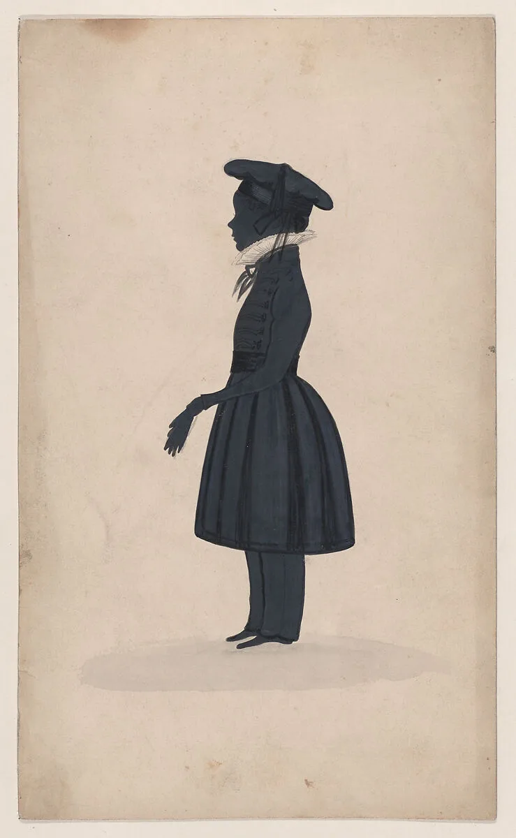 Silhouette of an unknown young boy, full length to the left — George Angelo Crowhurst
