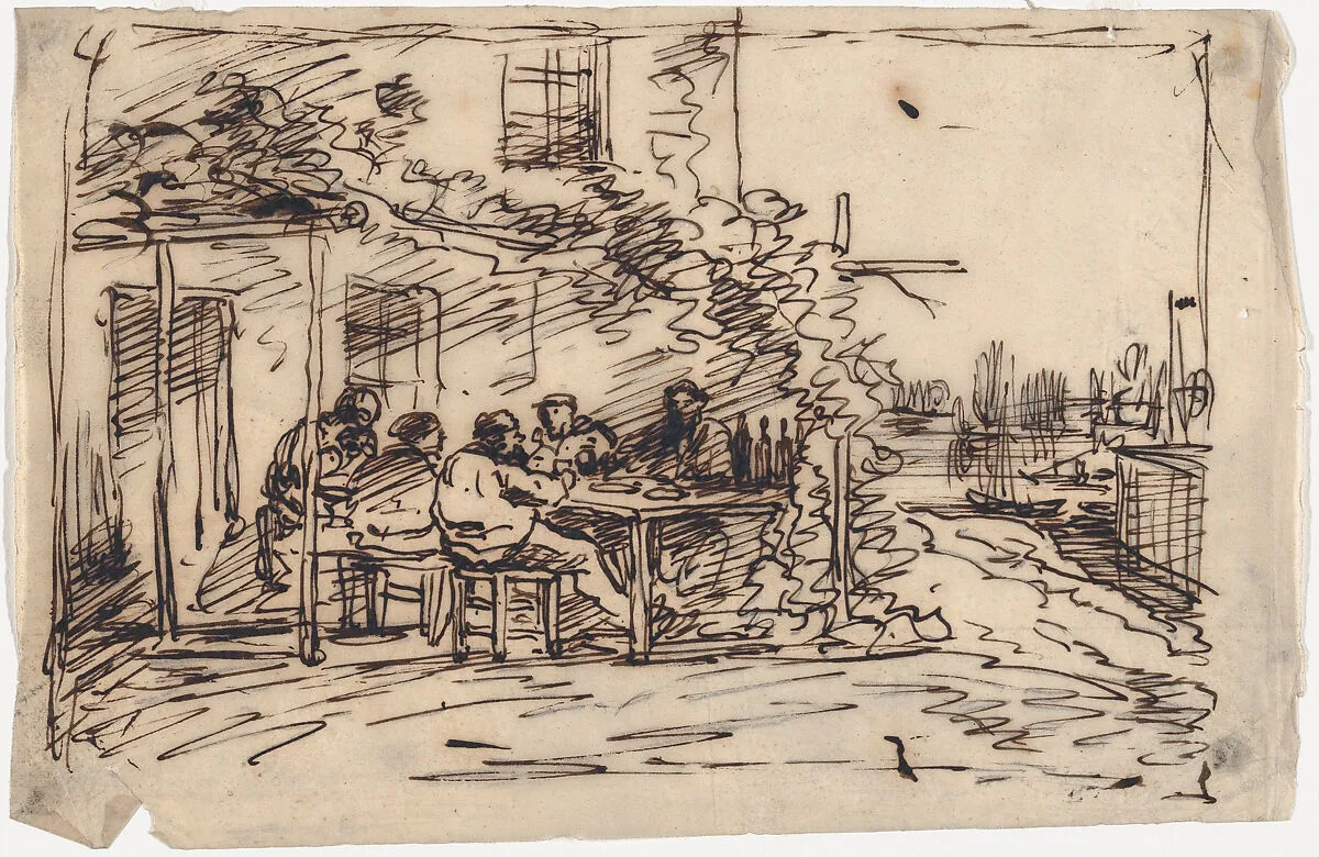 Lunch at Asnières Before Departing — Charles-François Daubigny