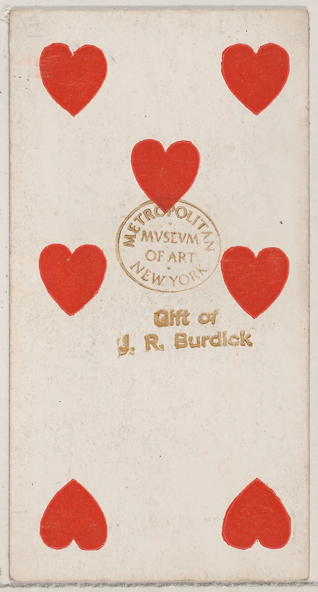 Seven Hearts, from the Playing Cards series (N84) to promote Turkish Cross-Cut Cigarettes for W. Duke, Sons and Co. — W. Duke, Sons & Co.