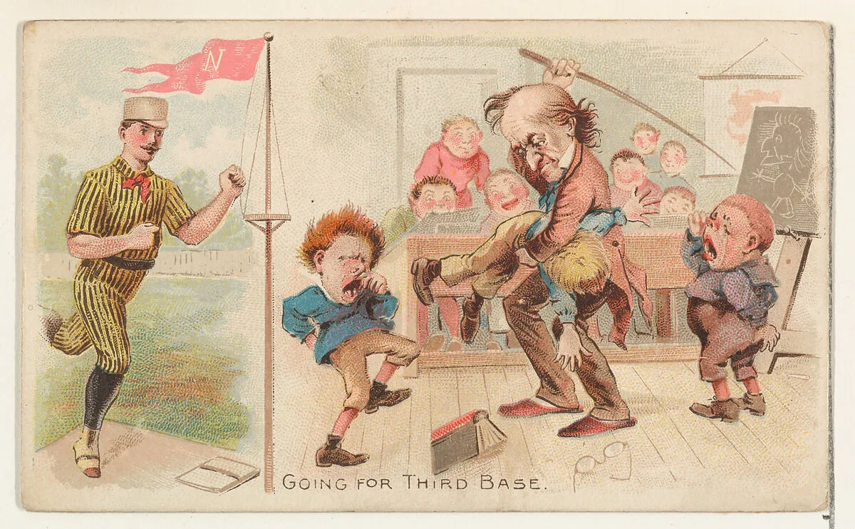 Going For Third Base, from the Talk of the Diamond set (N135) issued by Duke Sons & Co., a branch of the American Tobacco Company — Schumacher & Ettlinger|W. Duke, Sons & Co.|American Tobacco Company