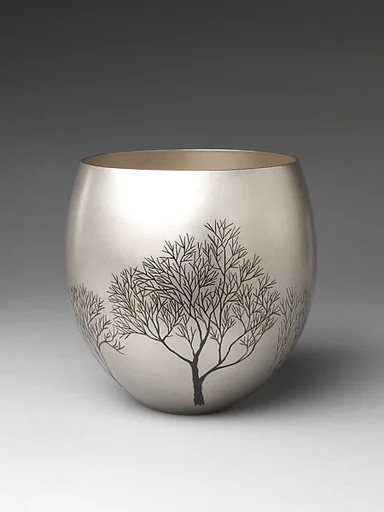 打込象嵌花器「冬の木立」|Winter Grove (Fuyu no kodachi) Flower Container