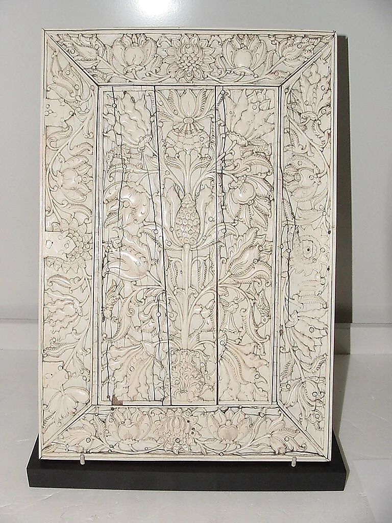 Ivory Panel from a Cabinet with Flowers and Birds — Unknown