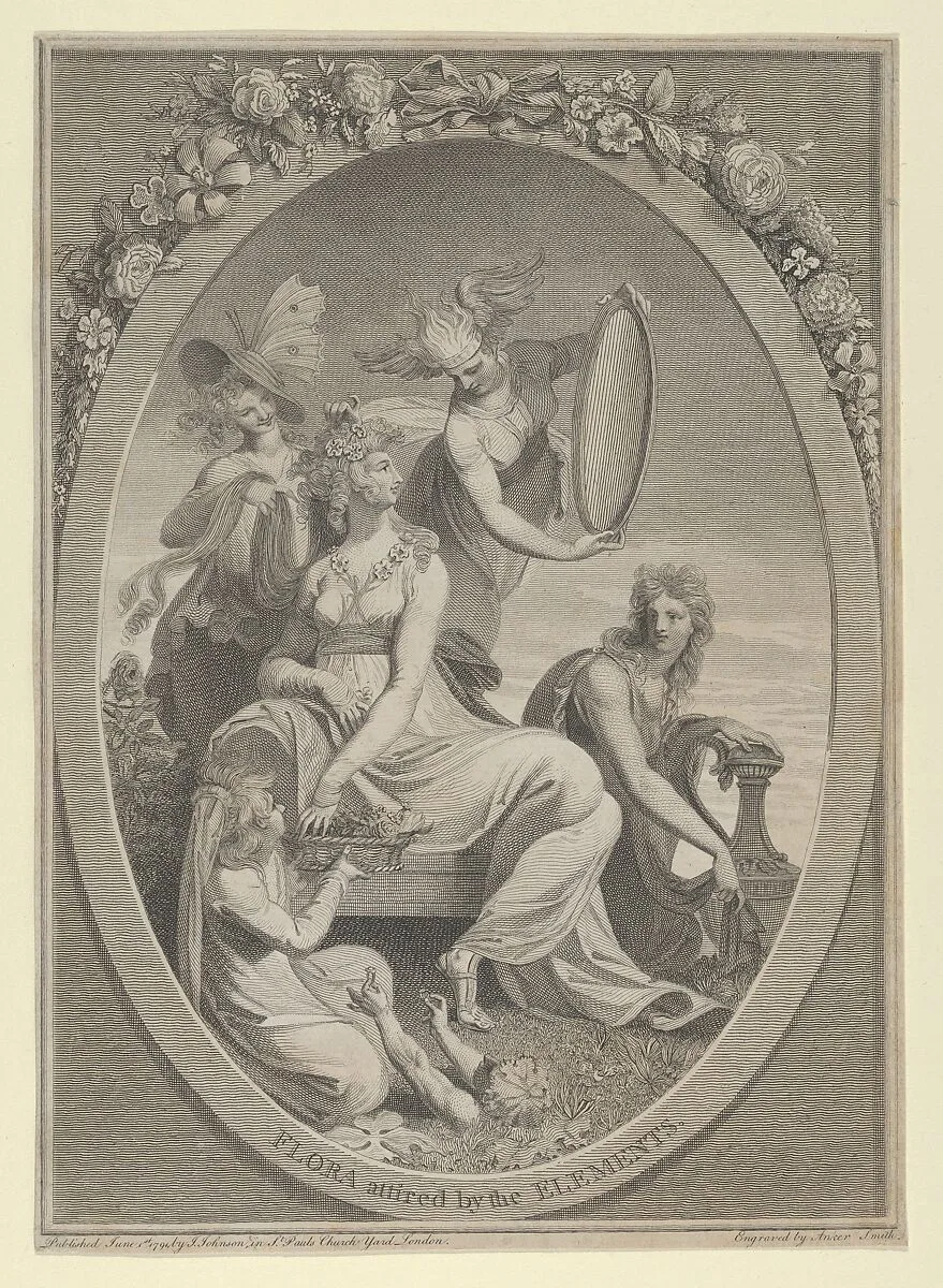 Flora Attired by the Elements (Frontispiece to The Economy of Vegetation, vol. I of Erasmus Darwin's The Botanic Garden) — Henry Fuseli|Anker Smith|Joseph Johnson