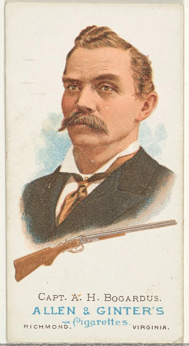 Captain Adam Henry Bogardus, Rifle Shooter, from World's Champions, Series 1 (N28) for Allen & Ginter Cigarettes — Lindner, Eddy & Claus|Allen & Ginter