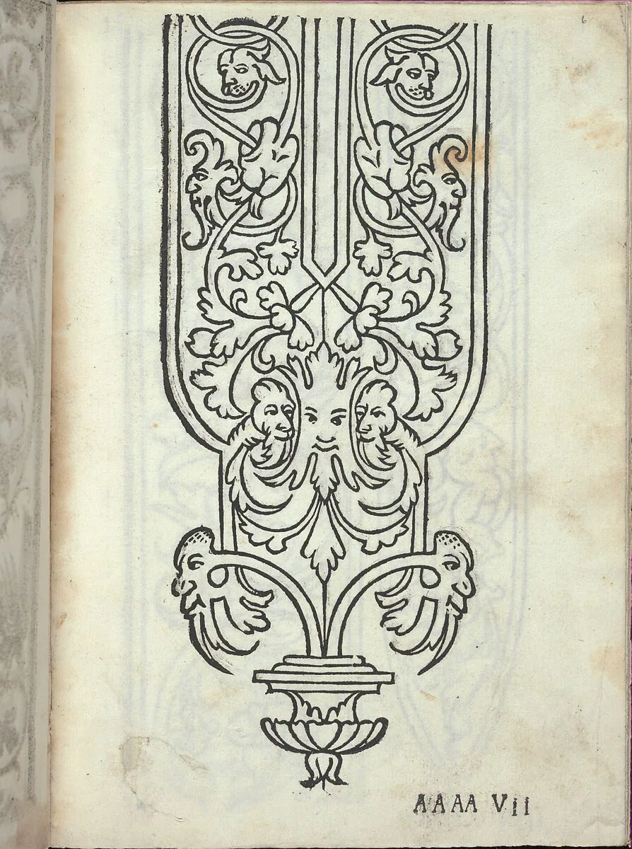 Libro quarto. De rechami per elquale se impara in diuersi modi lordine e il modo de recamare...Opera noua, page 6 (recto) — Alessandro Paganino