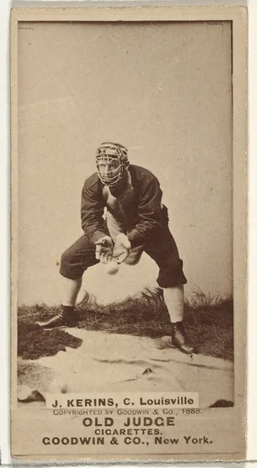 John Nelson Kerins, Catcher, Louisville Colonels, from the Old Judge series (N172) for Old Judge Cigarettes