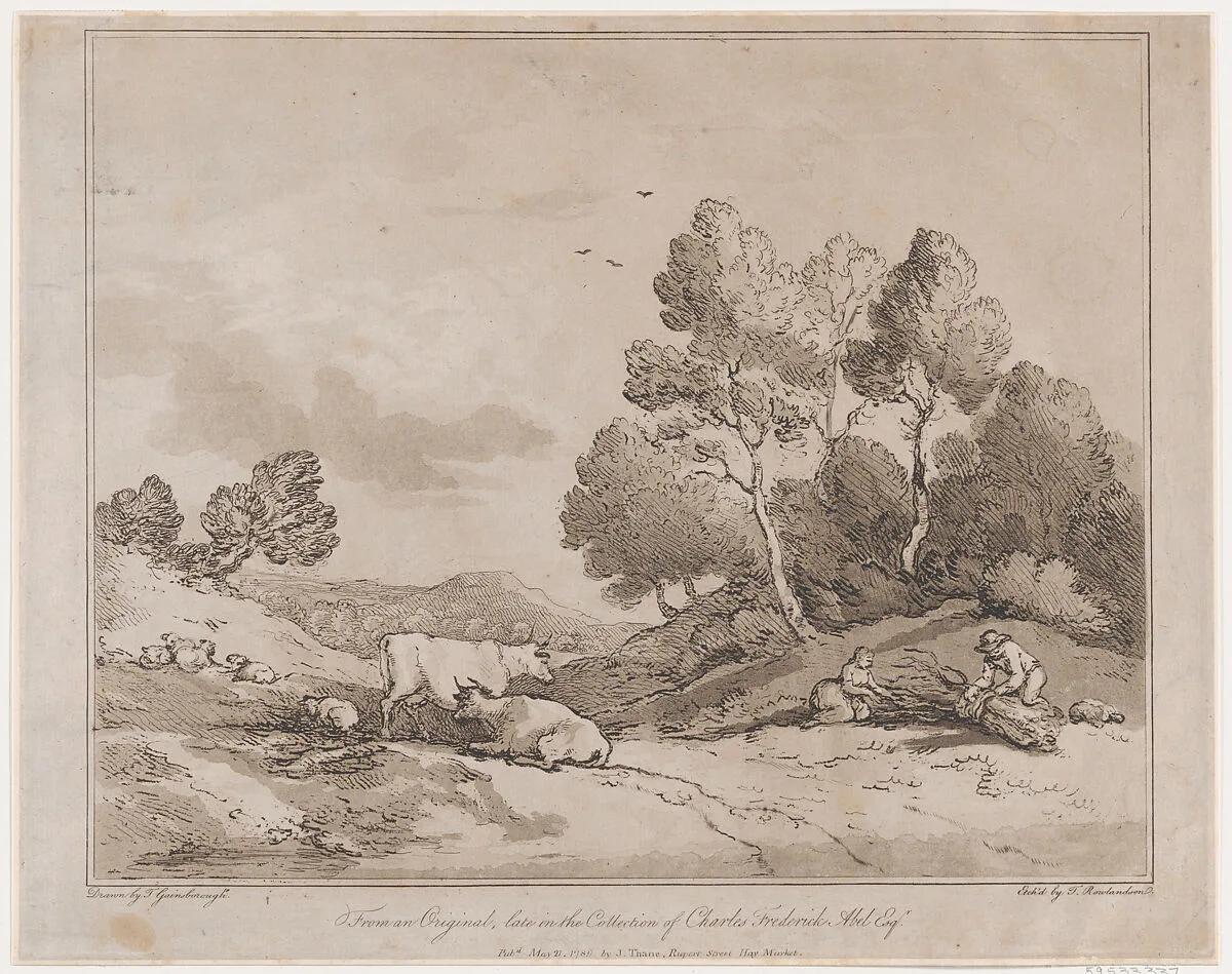 Landscape with Figures Binding a Bundle of Wood — John Thane|Thomas Rowlandson|Thomas Gainsborough|Carl Friedrich Abel