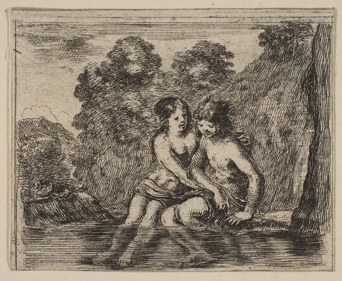 Salmacis and Hermaphrodite, from 'Game of Mythology' (Jeu de la Mythologie) — Stefano della Bella|Jean Desmarets de Saint-Sorlin|Henri Le Gras|Louis XIV, King of France|Cardinal Jules Mazarin