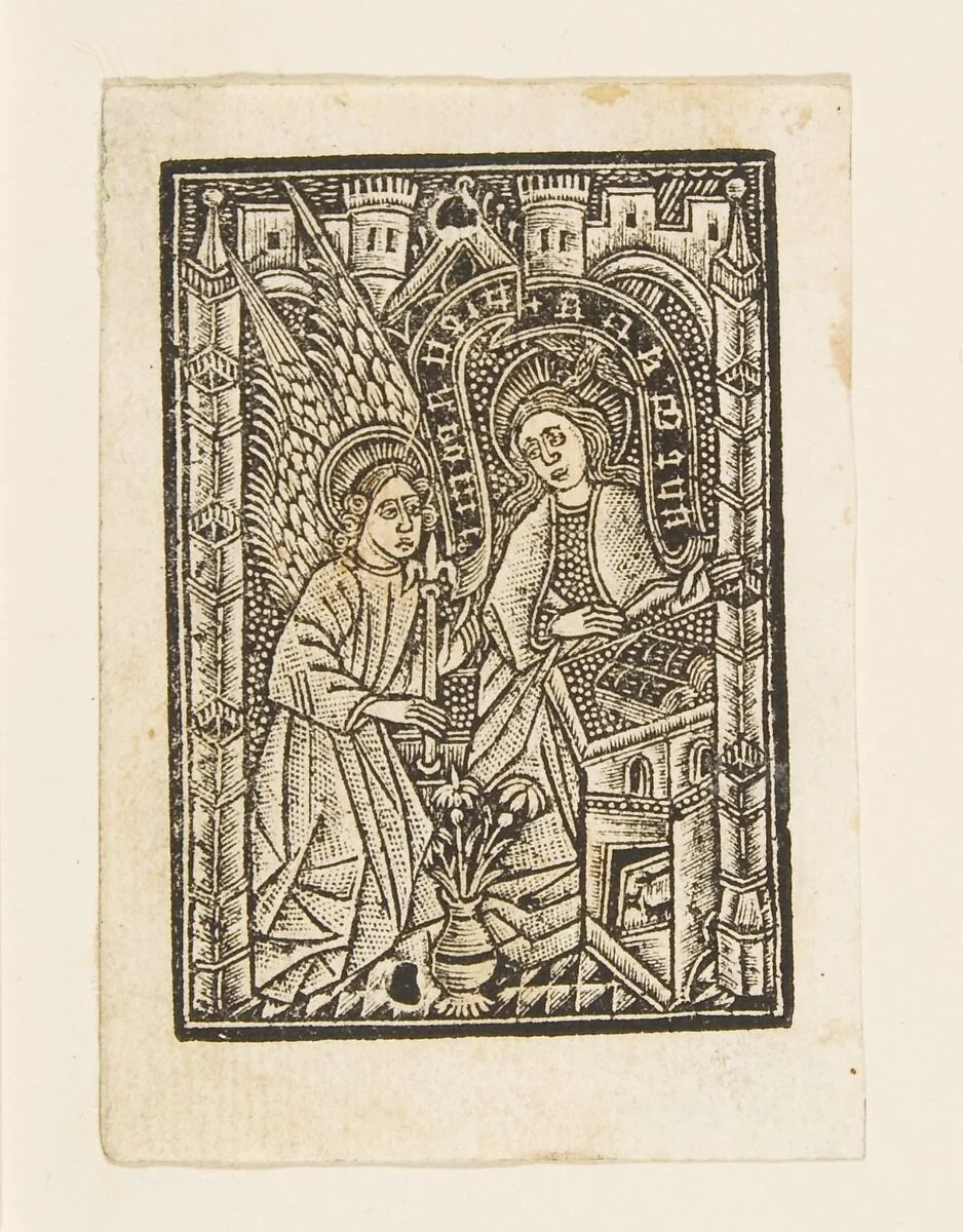 The Annunciation (Schr. 2183a) — Anonymous, German, 15th century