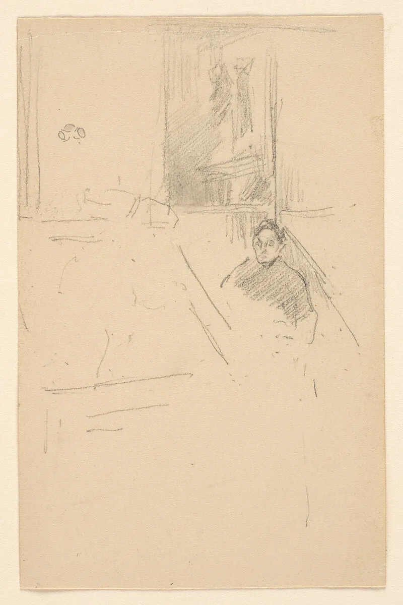 Museum Interior (?) with a Man Seated — James McNeill Whistler
