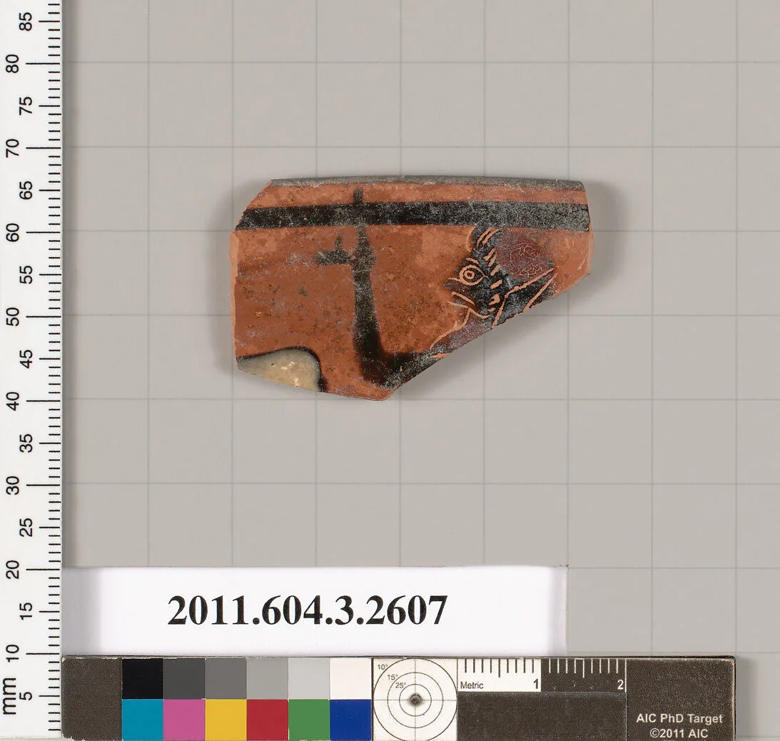 Terracotta rim fragment of a kylix: eye-cup (drinking cup) — Unknown
