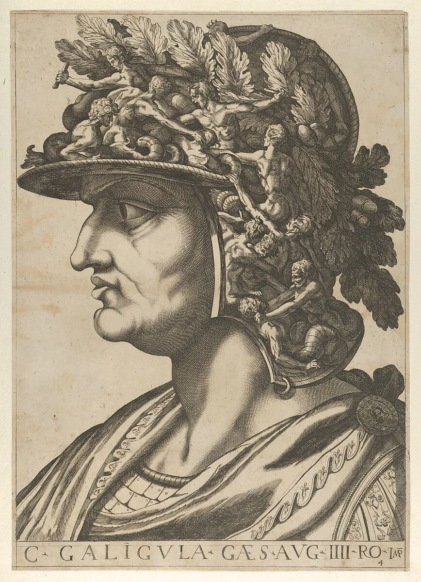 Plate 4: Caius in profile facing left, from "The Twelve Caesars" — Anonymous|Raffaello Schiaminossi