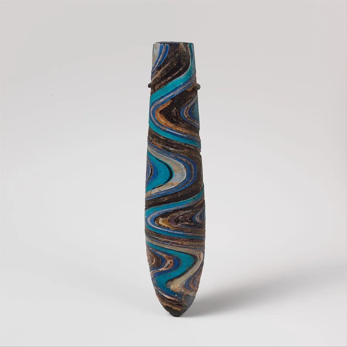 Glass gold-band mosaic alabastron (perfume bottle) — Unknown