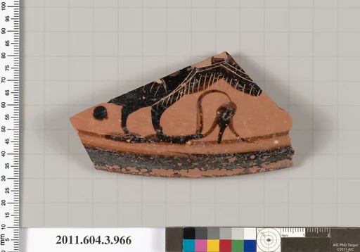 Terracotta fragment of a lekanis lid (covered dish)