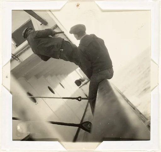 [Two Men on Deck of the M.S. Brigmanger, Pacific Ocean]