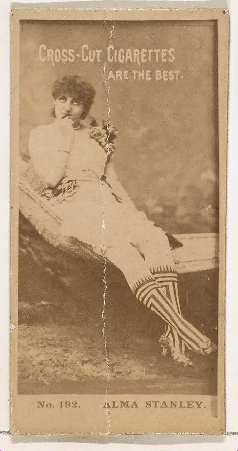 Card Number 192, Alma Stanley, from the Actors and Actresses series (N145-2) issued by Duke Sons & Co. to promote Cross Cut Cigarettes — W. Duke, Sons & Co.