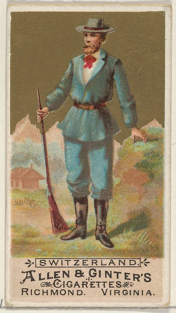 Switzerland, from the Natives in Costume series (N16) for Allen & Ginter Cigarettes Brands — Allen & Ginter