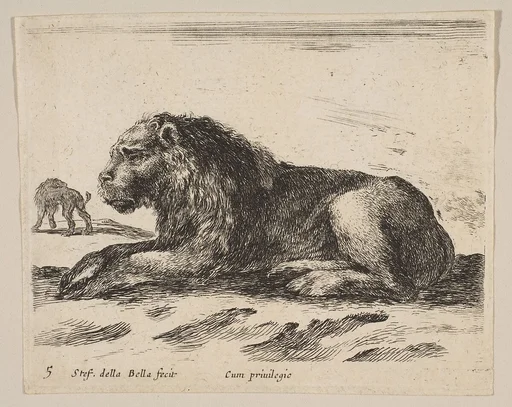 Plate 5: Reclining Lion, from "Various animals" (Diversi animali)