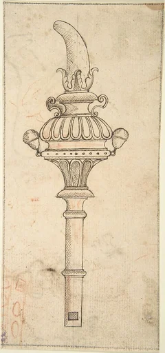 Design for a Rattle and Whistle (recto); Crude Sketches of an Equine Animal and a Figure in Exotic Costume (verso)