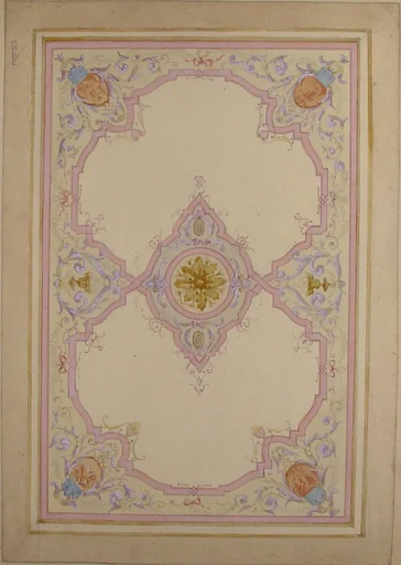 Design for Ceiling Decorated with Lavender Arabesques