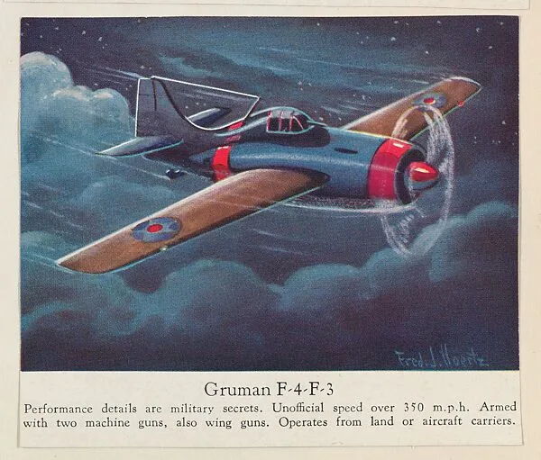 Gruman F-4-F-3, collector card from the Airplanes of America series (D2), issued by the Kelley Baking Company to promote Kelley's Bread — Kelley Baking Company