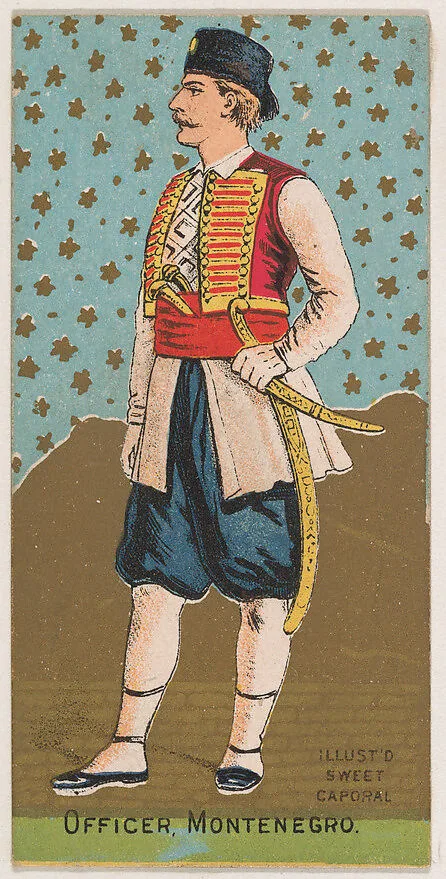 Officer, Montenegro, from the Military Series (N224) issued by Kinney Tobacco Company to promote Sweet Caporal Cigarettes — Kinney Brothers Tobacco Company