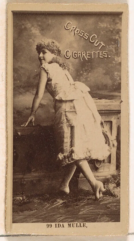 Card Number 99, Ida Mulle, from the Actors and Actresses series (N145-2) issued by Duke Sons & Co. to promote Cross Cut Cigarettes — W. Duke, Sons & Co.