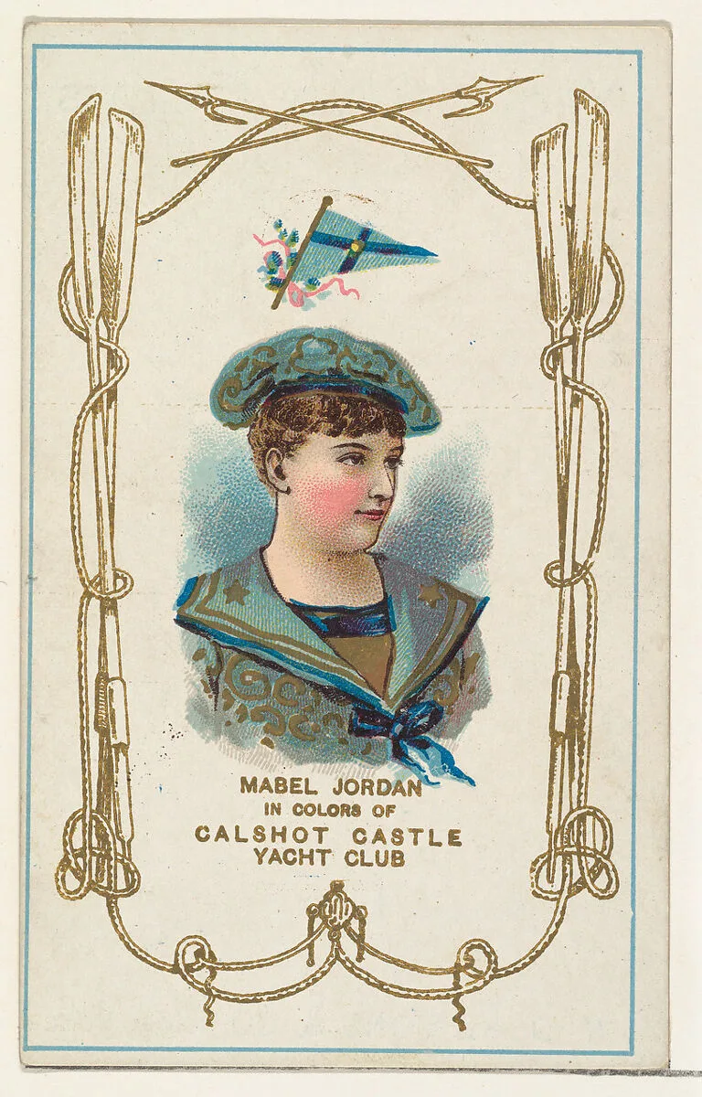 Mabel Jordan in Colors of Calshot Castle Yacht Club, from the Yacht Colors of the World series (N140) issued by Duke Sons & Co. to promote Honest Long Cut Tobacco — W. Duke, Sons & Co.