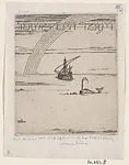 Story of Jonah: a ship and a whale in the ocean with a rainbow at left — Marcus Behmer