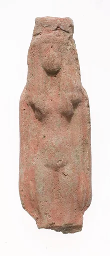 Standing female figurine square headdress, missing most of her legs