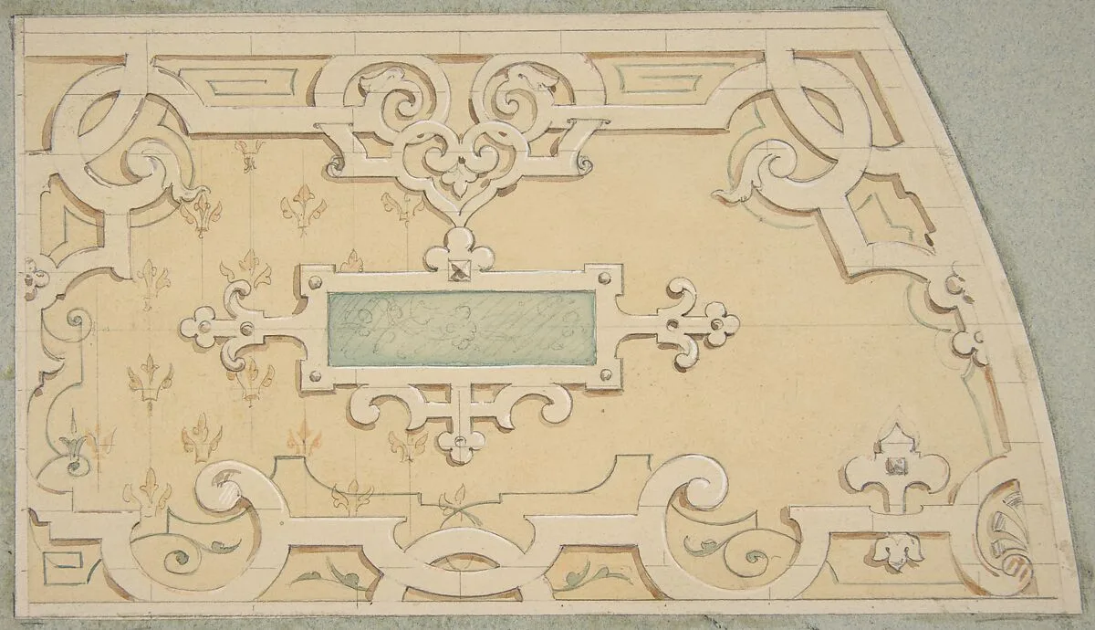 Design for the decoration of the stairway in the Chateau d'Ognon of M. de Machy (Oise, France) — Jules-Edmond-Charles Lachaise|Eugène-Pierre Gourdet