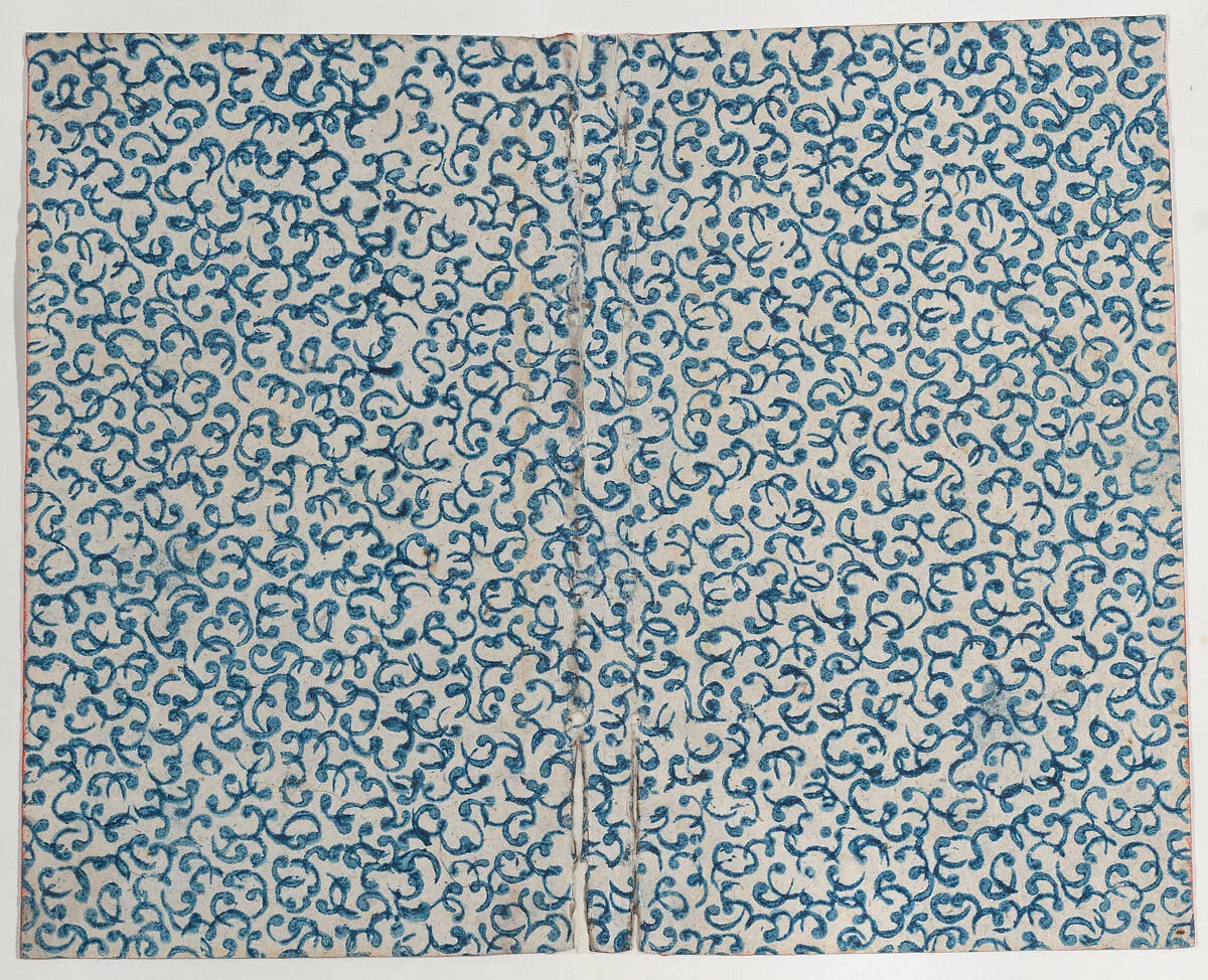 Book cover with blue curved line pattern — Anonymous
