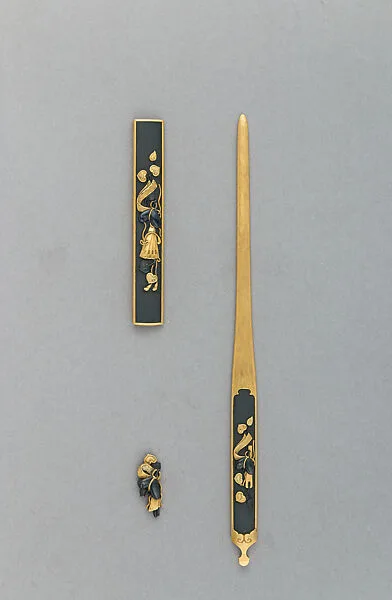 Knife Handle (Kozuka), Kōgai and Pair of Grip Ornaments (Menuki) — Unknown