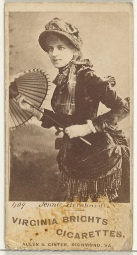 Card 409, Jennie Bernhardt, from the Actors and Actresses series (N45, Type 1) for Virginia Brights Cigarettes