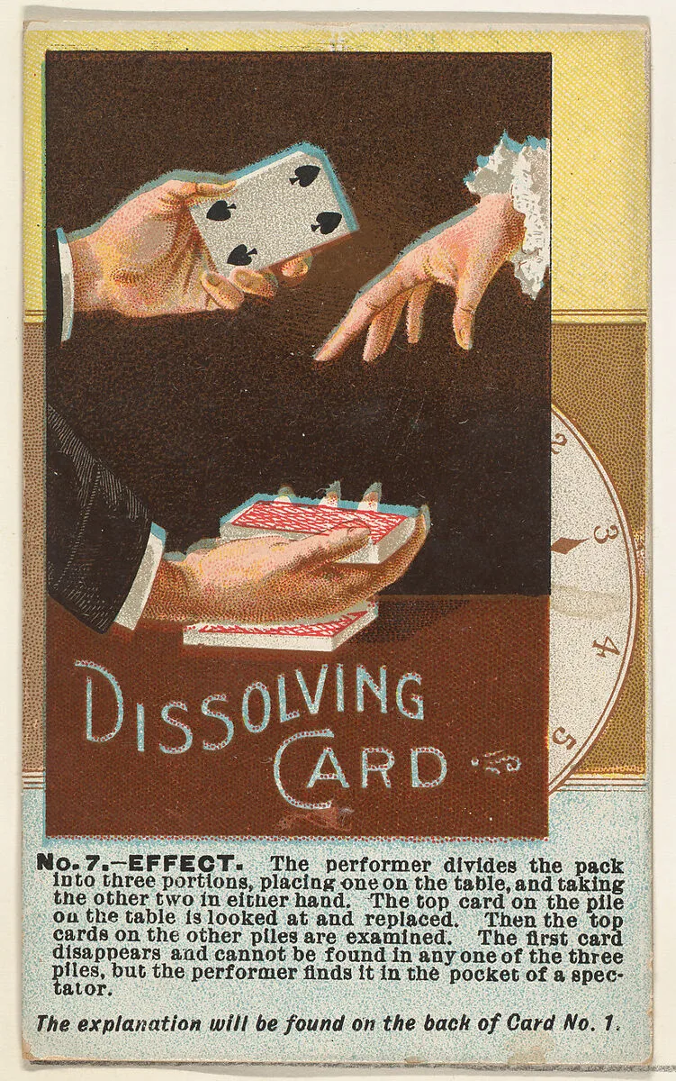Number 7, Dissolving Card, from the Tricks with Cards series (N138) issued by W. Duke, Sons & Co. to promote Honest Long Cut Tobacco — The Giles Company|W. Duke, Sons & Co.