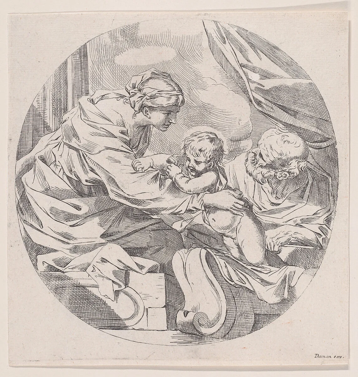 The Holy Family, in a circle — Daman|Anonymous, Italian, 17th century