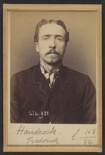 Handrock. Frédéric(k). Vilhem. 34 ans, né à Lyeck (Allemagne). Doreur sur bois. Anarchiste. 2/3/94.