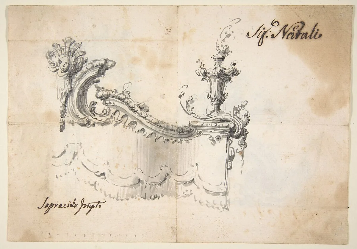 Design for a Canopy (recto). Design for an Armchair (verso) — Giovanni Battista Natali III