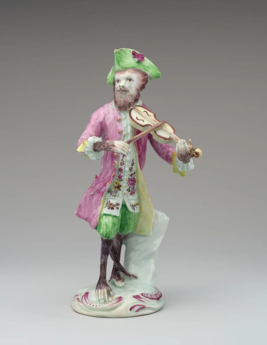 Monkey musician (part of a set) — Derby Porcelain Manufactory