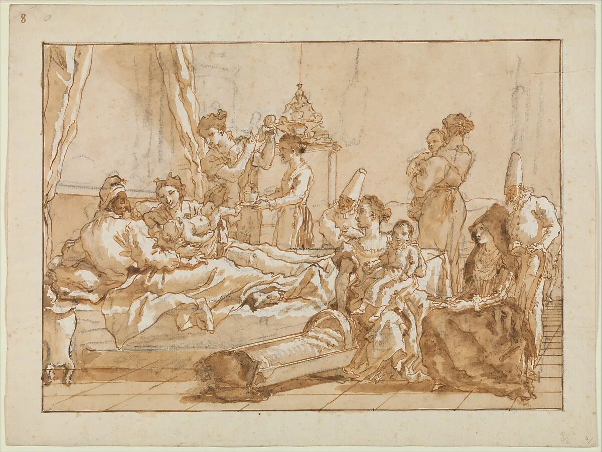 The Infant Punchinello in Bed with His Parents — Giovanni Domenico Tiepolo