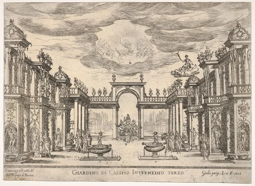 Sixth interlude: garden of Calypso (Intermedio sesto: giardino di Calipso), from the series 'Seven Interludes' for the wedding celebration of Cosimo de' Medici in Florence, 1608