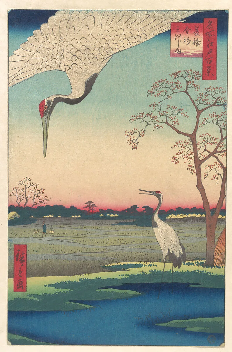 「名所江戸百景 蓑輪 金杉 三河しま」|“Minowa, Kanasugi at Mikawashima,” from the series One Hundred Famous Views of Edo (Meisho Edo hyakkei, Minowa Kanasugi, Mikawashima) — Utagawa Hiroshige