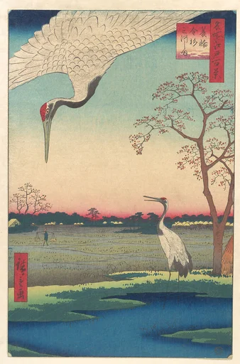 「名所江戸百景 蓑輪 金杉 三河しま」|“Minowa, Kanasugi at Mikawashima,” from the series One Hundred Famous Views of Edo (Meisho Edo hyakkei, Minowa Kanasugi, Mikawashima)
